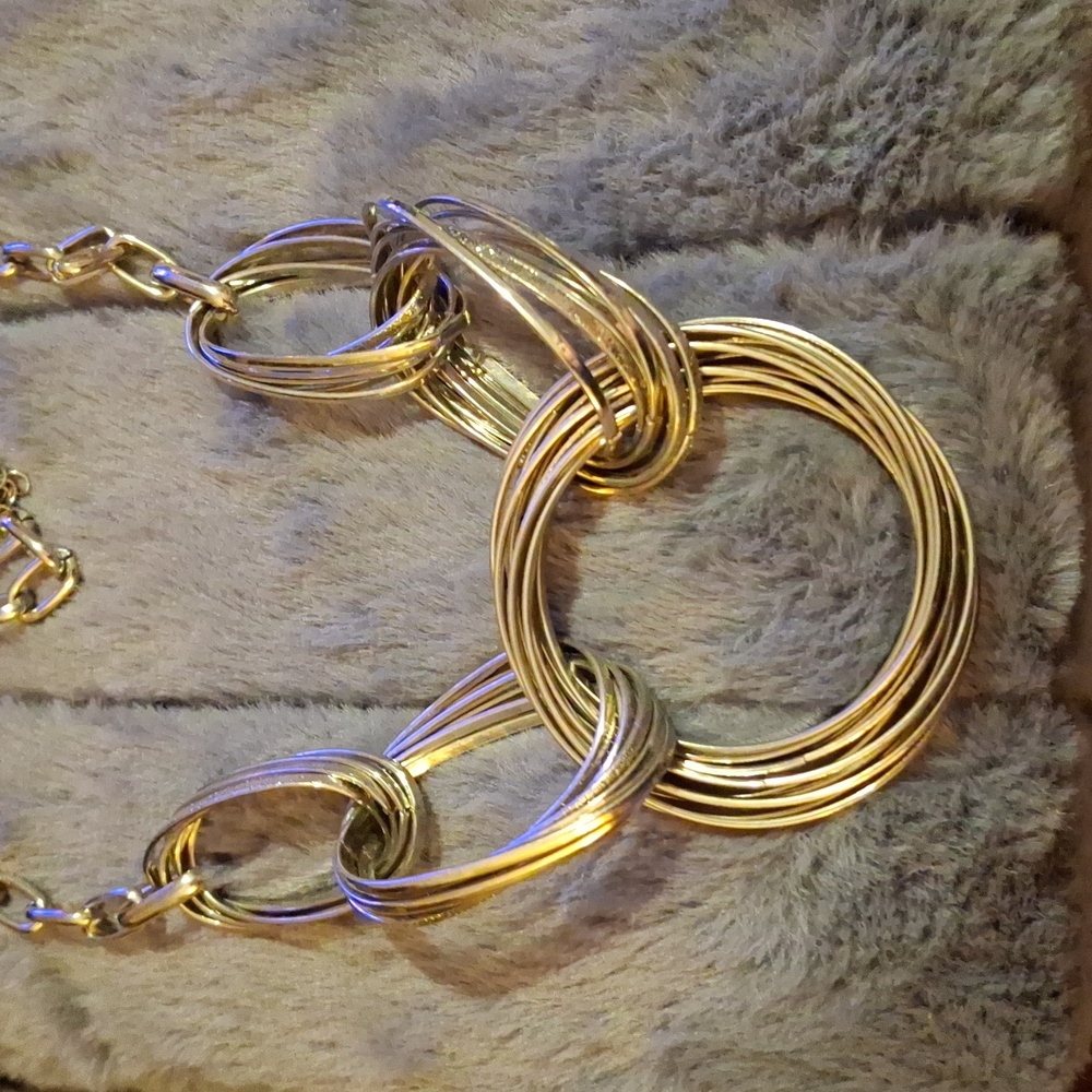 Silver Multiring Statement Necklace Inc. Brand Euc - image 5